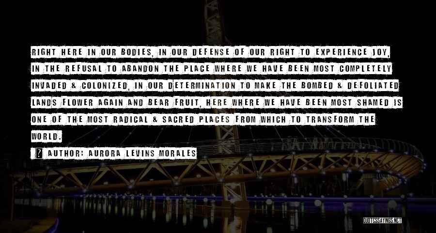 Aurora Levins Morales Quotes: Right Here In Our Bodies, In Our Defense Of Our Right To Experience Joy, In The Refusal To Abandon The