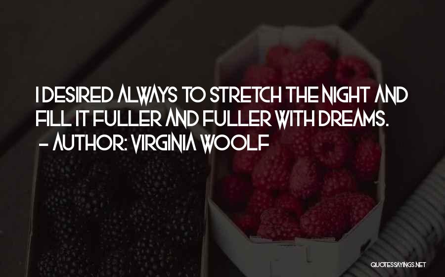 Virginia Woolf Quotes: I Desired Always To Stretch The Night And Fill It Fuller And Fuller With Dreams.