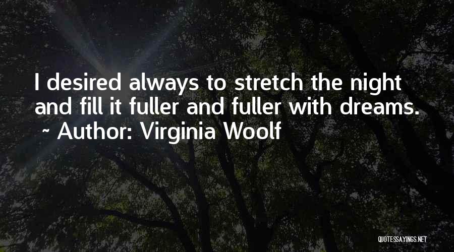 Virginia Woolf Quotes: I Desired Always To Stretch The Night And Fill It Fuller And Fuller With Dreams.