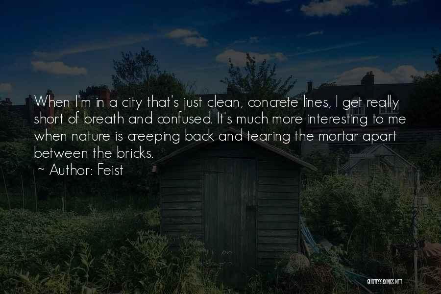 Feist Quotes: When I'm In A City That's Just Clean, Concrete Lines, I Get Really Short Of Breath And Confused. It's Much