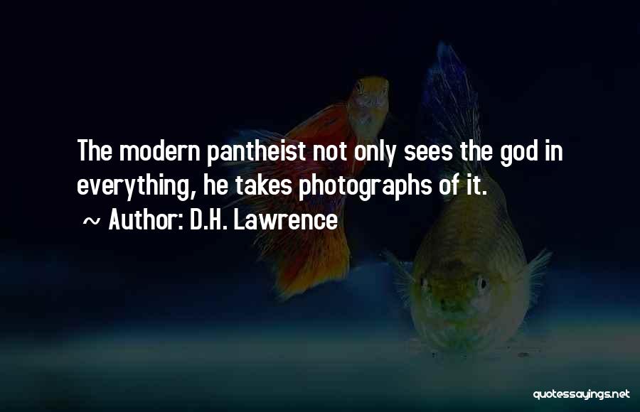 D.H. Lawrence Quotes: The Modern Pantheist Not Only Sees The God In Everything, He Takes Photographs Of It.