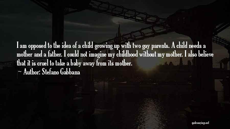 Stefano Gabbana Quotes: I Am Opposed To The Idea Of A Child Growing Up With Two Gay Parents. A Child Needs A Mother