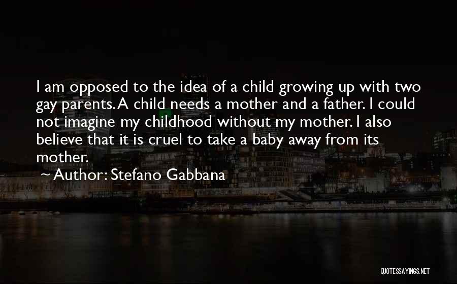 Stefano Gabbana Quotes: I Am Opposed To The Idea Of A Child Growing Up With Two Gay Parents. A Child Needs A Mother