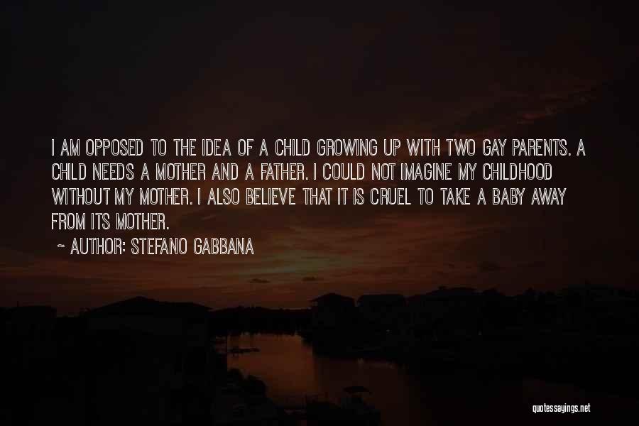 Stefano Gabbana Quotes: I Am Opposed To The Idea Of A Child Growing Up With Two Gay Parents. A Child Needs A Mother