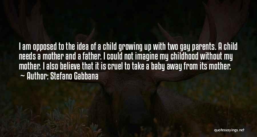 Stefano Gabbana Quotes: I Am Opposed To The Idea Of A Child Growing Up With Two Gay Parents. A Child Needs A Mother