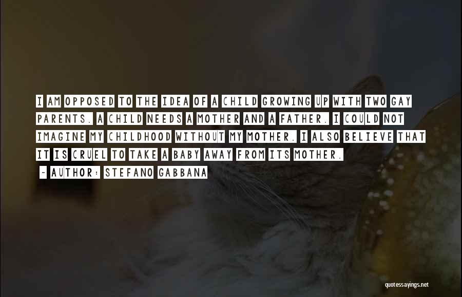 Stefano Gabbana Quotes: I Am Opposed To The Idea Of A Child Growing Up With Two Gay Parents. A Child Needs A Mother