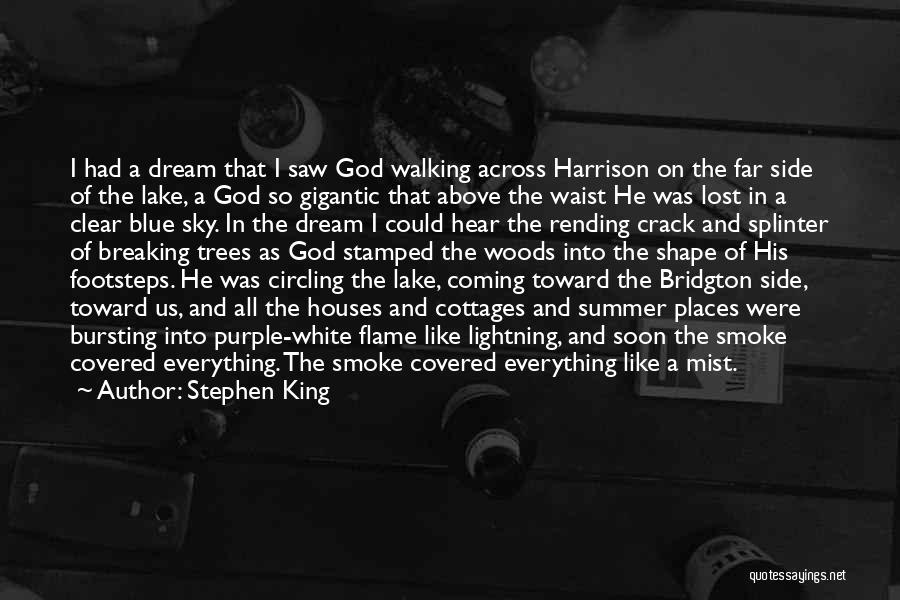 Stephen King Quotes: I Had A Dream That I Saw God Walking Across Harrison On The Far Side Of The Lake, A God