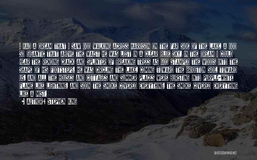 Stephen King Quotes: I Had A Dream That I Saw God Walking Across Harrison On The Far Side Of The Lake, A God