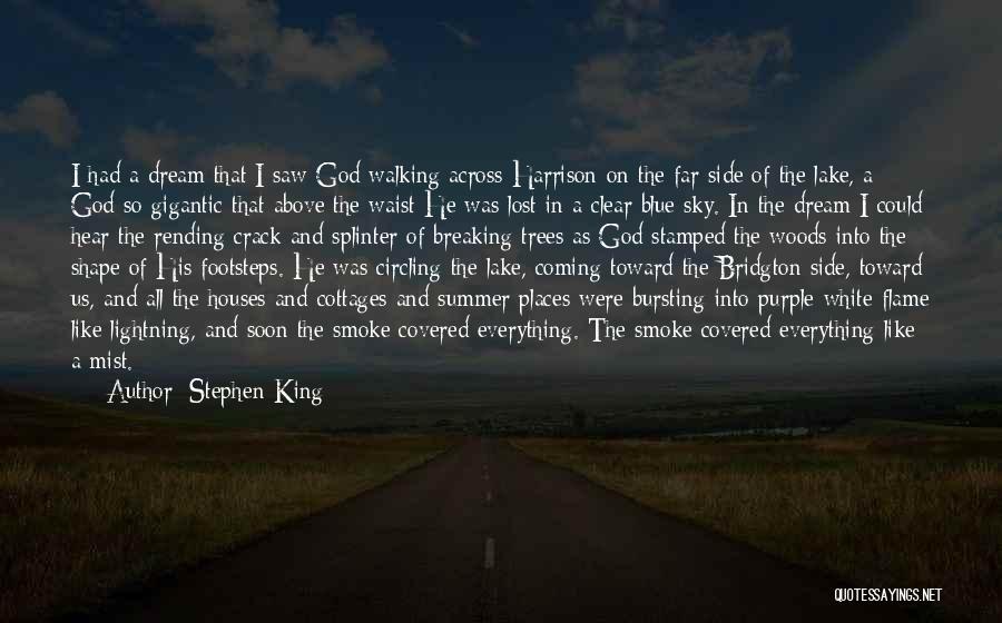 Stephen King Quotes: I Had A Dream That I Saw God Walking Across Harrison On The Far Side Of The Lake, A God