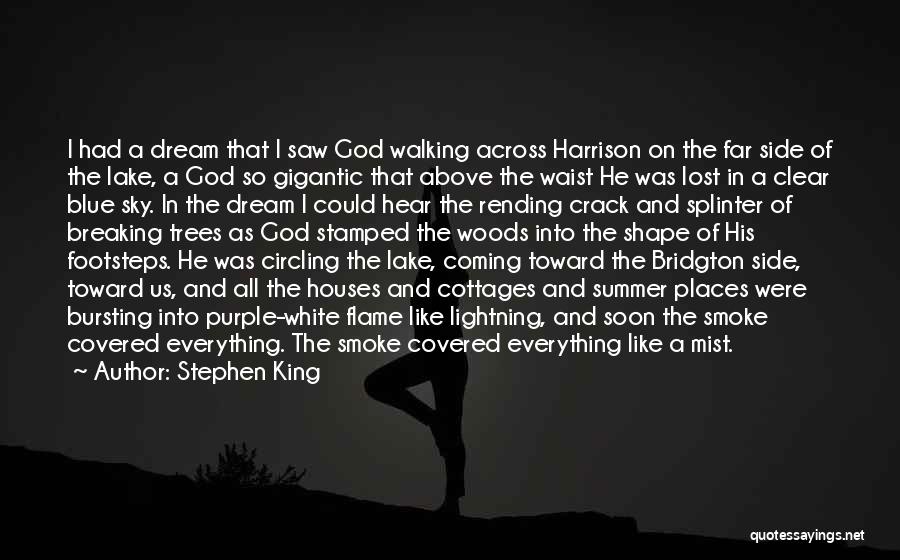 Stephen King Quotes: I Had A Dream That I Saw God Walking Across Harrison On The Far Side Of The Lake, A God