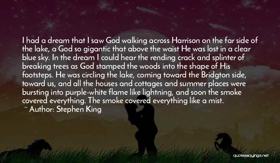 Stephen King Quotes: I Had A Dream That I Saw God Walking Across Harrison On The Far Side Of The Lake, A God