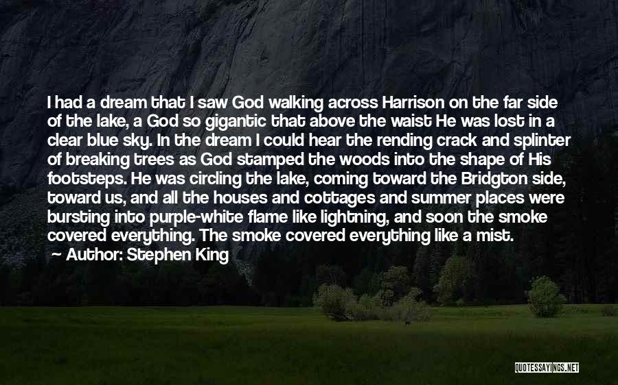 Stephen King Quotes: I Had A Dream That I Saw God Walking Across Harrison On The Far Side Of The Lake, A God