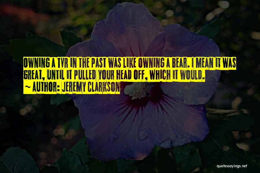 Jeremy Clarkson Quotes: Owning A Tvr In The Past Was Like Owning A Bear. I Mean It Was Great, Until It Pulled Your