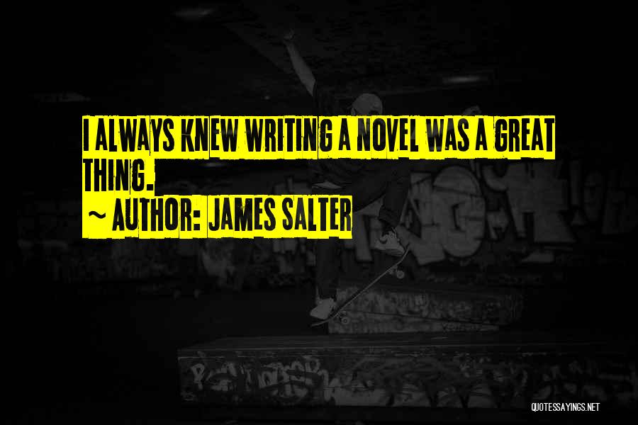 James Salter Quotes: I Always Knew Writing A Novel Was A Great Thing.