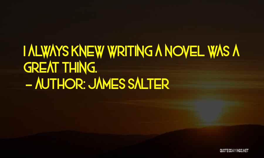 James Salter Quotes: I Always Knew Writing A Novel Was A Great Thing.