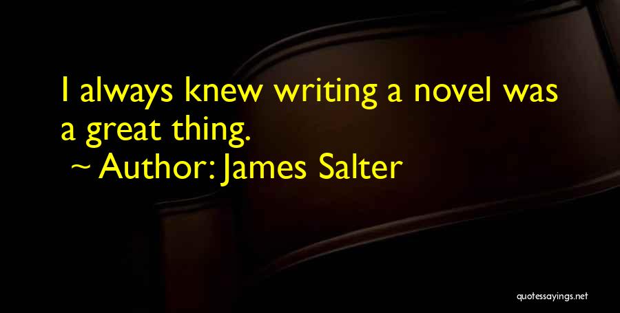 James Salter Quotes: I Always Knew Writing A Novel Was A Great Thing.