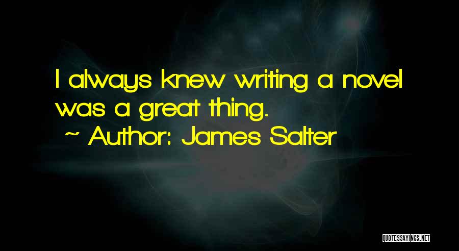 James Salter Quotes: I Always Knew Writing A Novel Was A Great Thing.