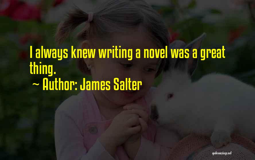 James Salter Quotes: I Always Knew Writing A Novel Was A Great Thing.