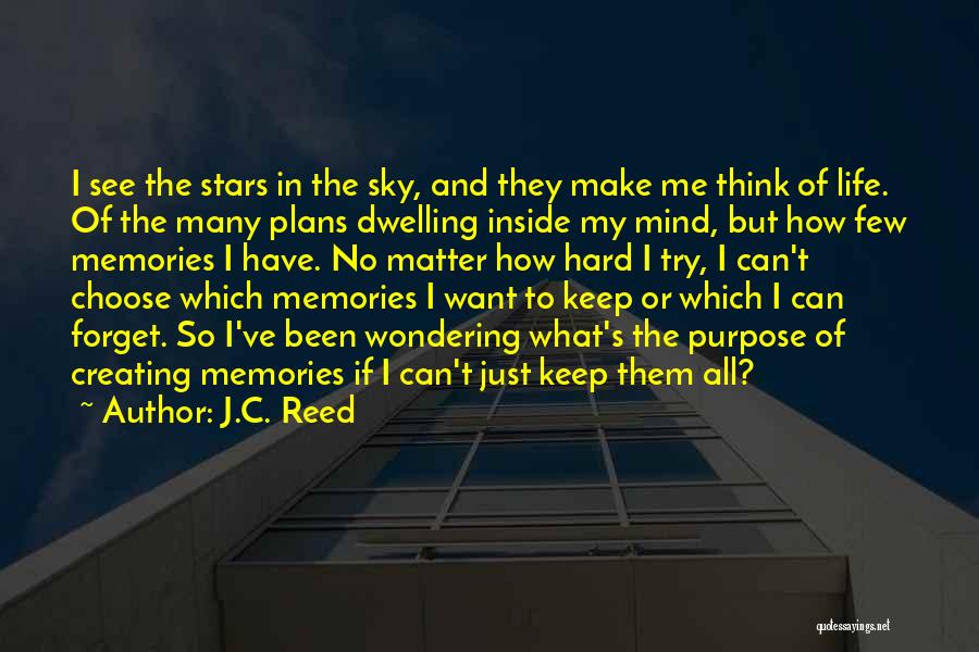 J.C. Reed Quotes: I See The Stars In The Sky, And They Make Me Think Of Life. Of The Many Plans Dwelling Inside