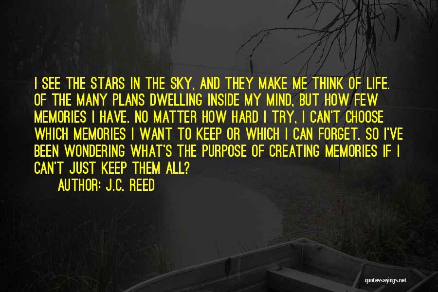 J.C. Reed Quotes: I See The Stars In The Sky, And They Make Me Think Of Life. Of The Many Plans Dwelling Inside