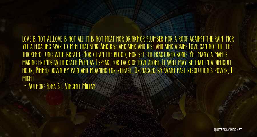 Edna St. Vincent Millay Quotes: Love Is Not Alllove Is Not All: It Is Not Meat Nor Drinknor Slumber Nor A Roof Against The Rain;