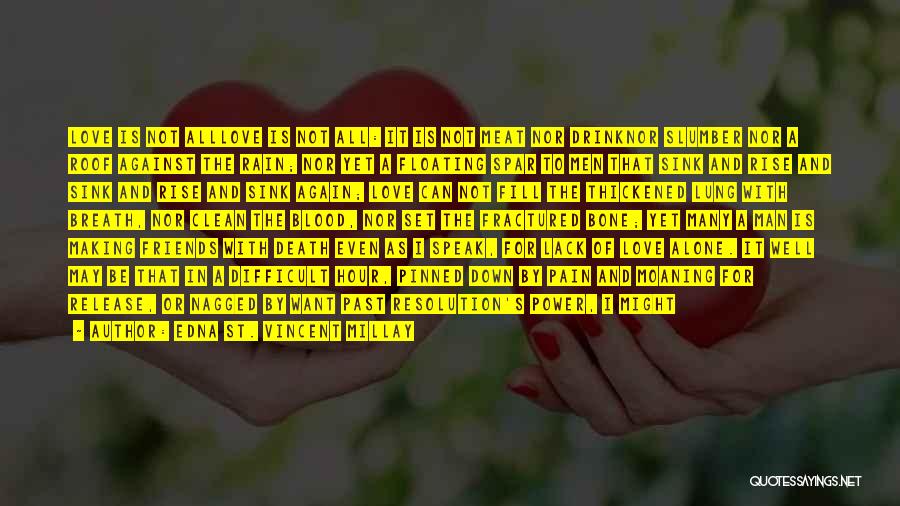 Edna St. Vincent Millay Quotes: Love Is Not Alllove Is Not All: It Is Not Meat Nor Drinknor Slumber Nor A Roof Against The Rain;