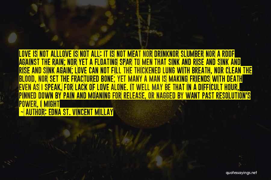 Edna St. Vincent Millay Quotes: Love Is Not Alllove Is Not All: It Is Not Meat Nor Drinknor Slumber Nor A Roof Against The Rain;