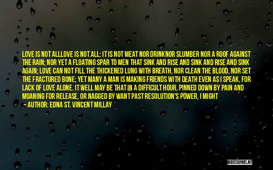 Edna St. Vincent Millay Quotes: Love Is Not Alllove Is Not All: It Is Not Meat Nor Drinknor Slumber Nor A Roof Against The Rain;