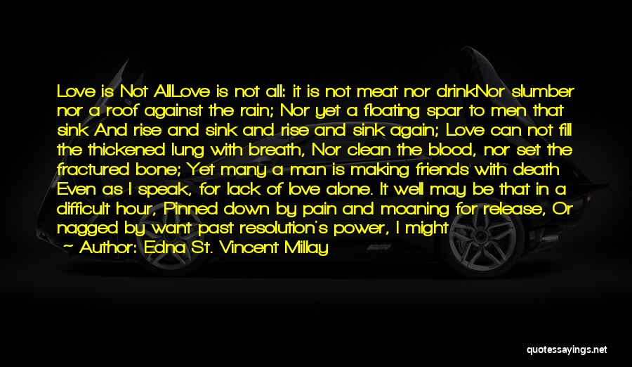 Edna St. Vincent Millay Quotes: Love Is Not Alllove Is Not All: It Is Not Meat Nor Drinknor Slumber Nor A Roof Against The Rain;