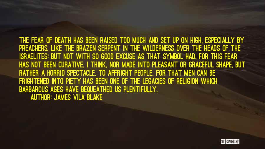 James Vila Blake Quotes: The Fear Of Death Has Been Raised Too Much And Set Up On High, Especially By Preachers, Like The Brazen