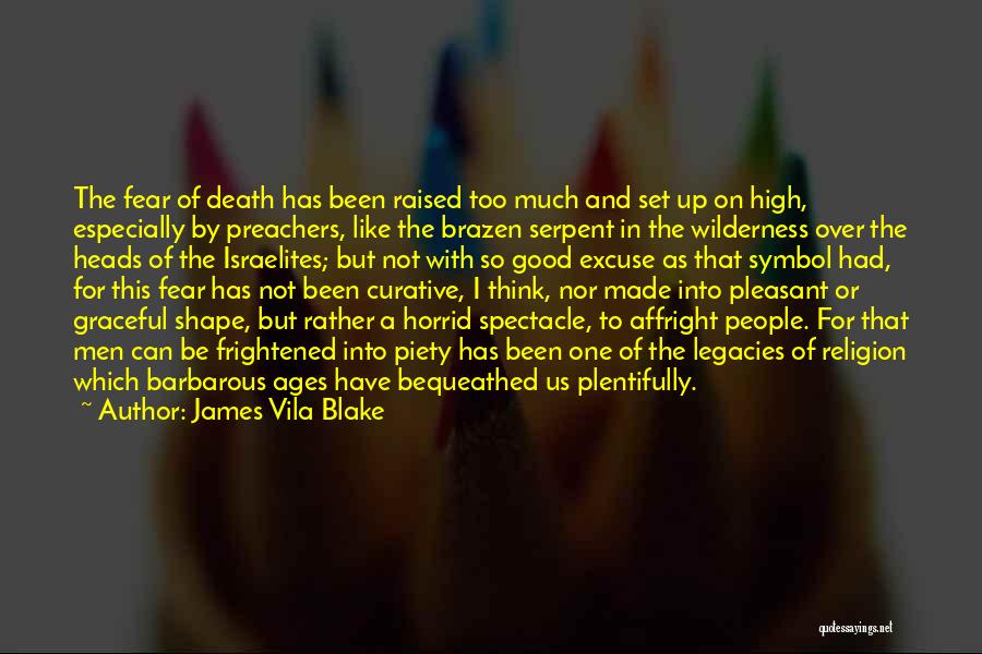 James Vila Blake Quotes: The Fear Of Death Has Been Raised Too Much And Set Up On High, Especially By Preachers, Like The Brazen