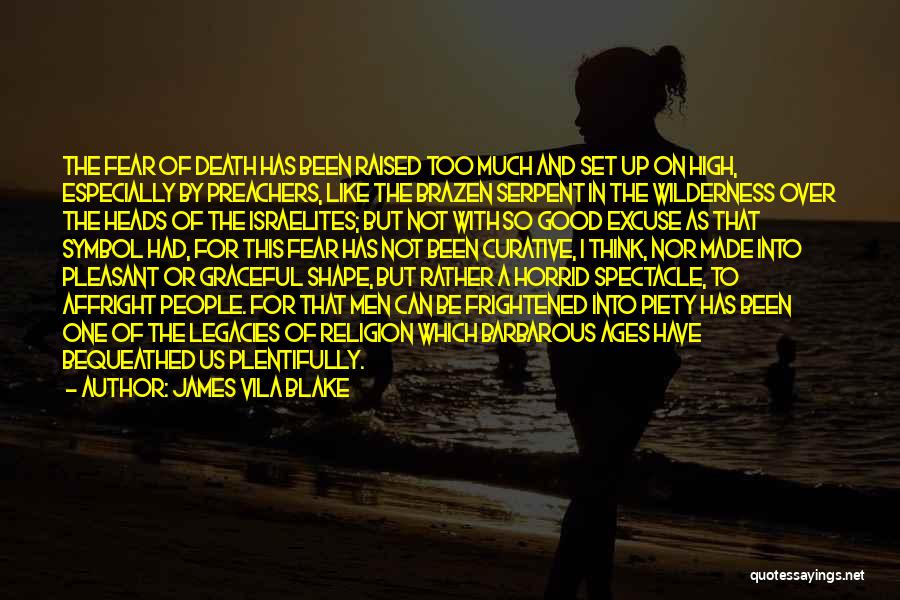 James Vila Blake Quotes: The Fear Of Death Has Been Raised Too Much And Set Up On High, Especially By Preachers, Like The Brazen