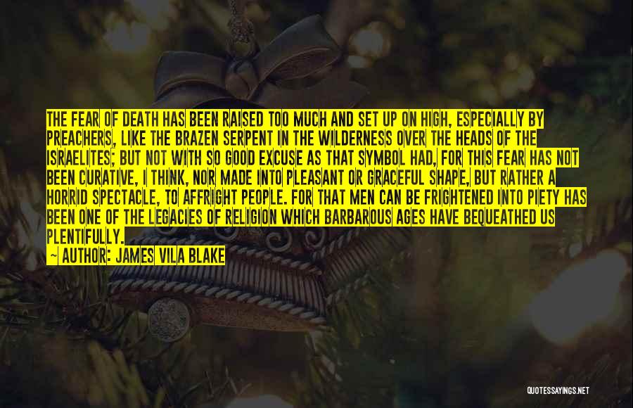 James Vila Blake Quotes: The Fear Of Death Has Been Raised Too Much And Set Up On High, Especially By Preachers, Like The Brazen