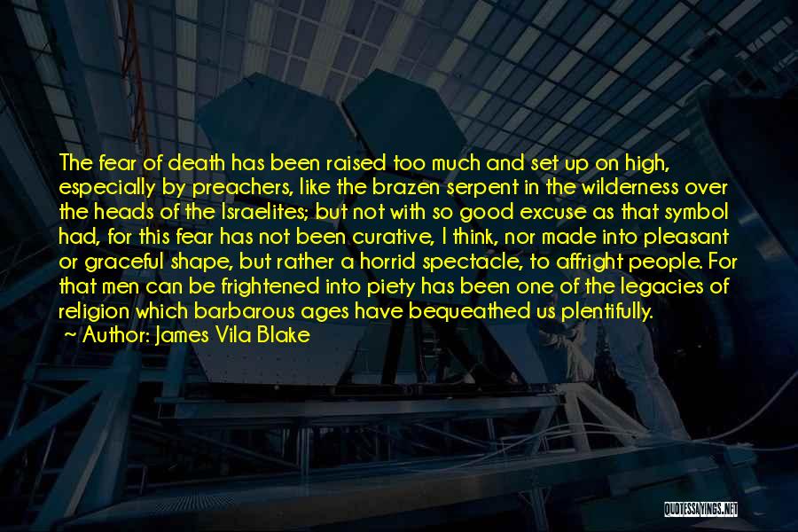 James Vila Blake Quotes: The Fear Of Death Has Been Raised Too Much And Set Up On High, Especially By Preachers, Like The Brazen