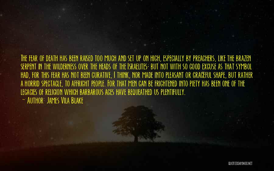 James Vila Blake Quotes: The Fear Of Death Has Been Raised Too Much And Set Up On High, Especially By Preachers, Like The Brazen