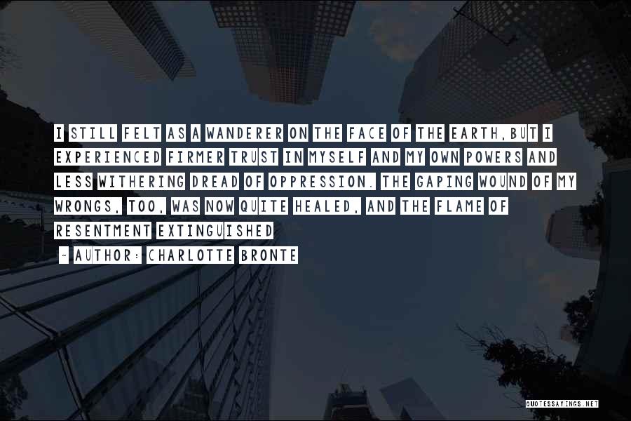 Charlotte Bronte Quotes: I Still Felt As A Wanderer On The Face Of The Earth,but I Experienced Firmer Trust In Myself And My