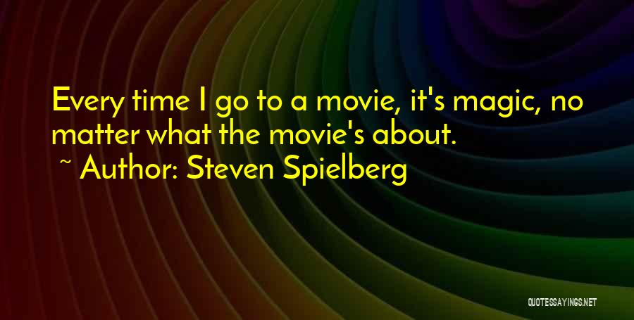 Steven Spielberg Quotes: Every Time I Go To A Movie, It's Magic, No Matter What The Movie's About.