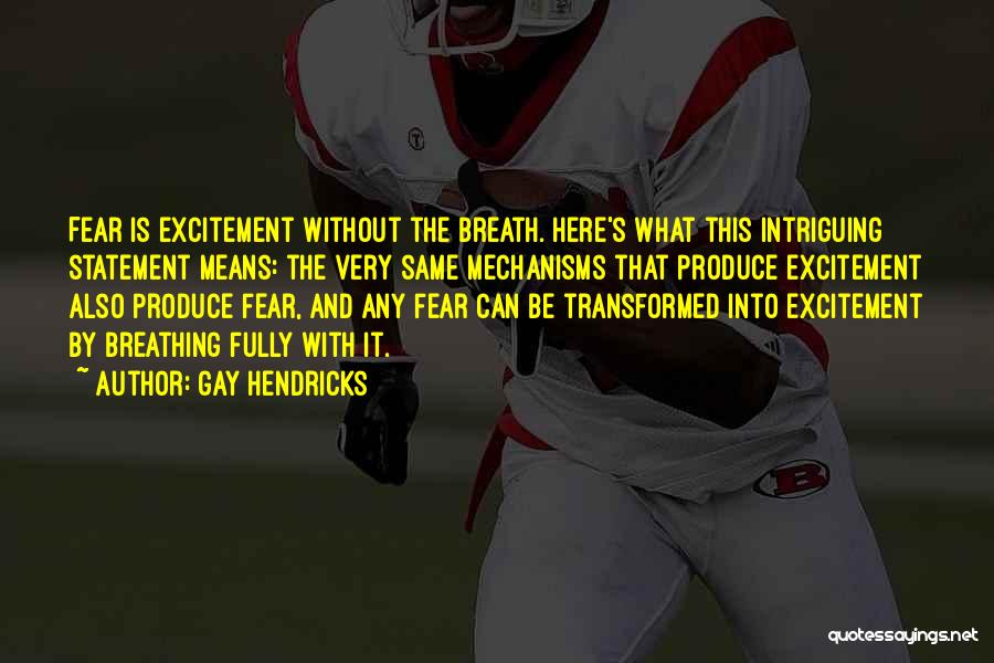 Gay Hendricks Quotes: Fear Is Excitement Without The Breath. Here's What This Intriguing Statement Means: The Very Same Mechanisms That Produce Excitement Also
