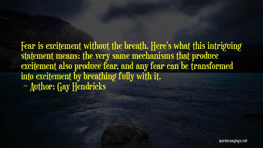 Gay Hendricks Quotes: Fear Is Excitement Without The Breath. Here's What This Intriguing Statement Means: The Very Same Mechanisms That Produce Excitement Also