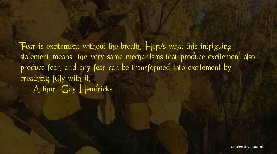 Gay Hendricks Quotes: Fear Is Excitement Without The Breath. Here's What This Intriguing Statement Means: The Very Same Mechanisms That Produce Excitement Also