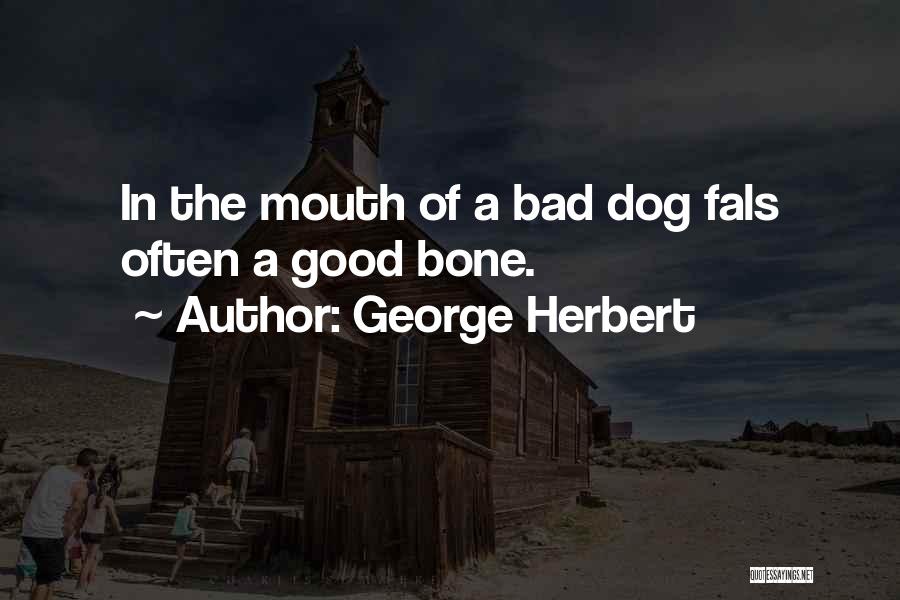 George Herbert Quotes: In The Mouth Of A Bad Dog Fals Often A Good Bone.