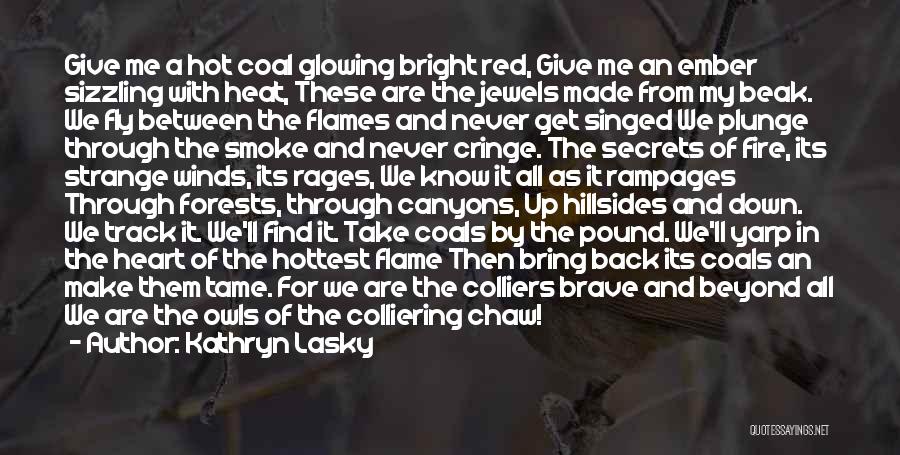 Kathryn Lasky Quotes: Give Me A Hot Coal Glowing Bright Red, Give Me An Ember Sizzling With Heat, These Are The Jewels Made