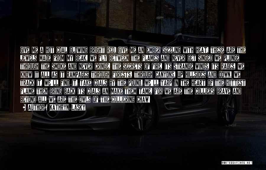 Kathryn Lasky Quotes: Give Me A Hot Coal Glowing Bright Red, Give Me An Ember Sizzling With Heat, These Are The Jewels Made