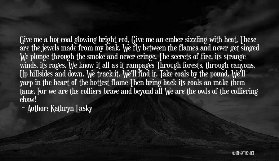 Kathryn Lasky Quotes: Give Me A Hot Coal Glowing Bright Red, Give Me An Ember Sizzling With Heat, These Are The Jewels Made