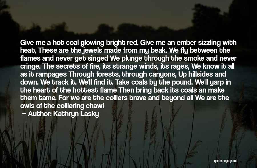 Kathryn Lasky Quotes: Give Me A Hot Coal Glowing Bright Red, Give Me An Ember Sizzling With Heat, These Are The Jewels Made