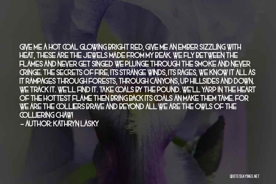 Kathryn Lasky Quotes: Give Me A Hot Coal Glowing Bright Red, Give Me An Ember Sizzling With Heat, These Are The Jewels Made