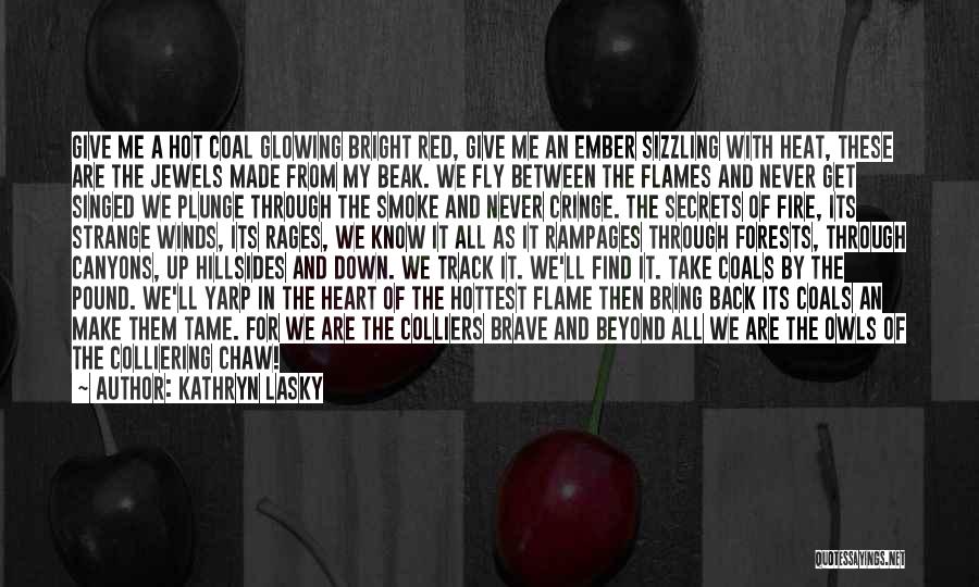 Kathryn Lasky Quotes: Give Me A Hot Coal Glowing Bright Red, Give Me An Ember Sizzling With Heat, These Are The Jewels Made