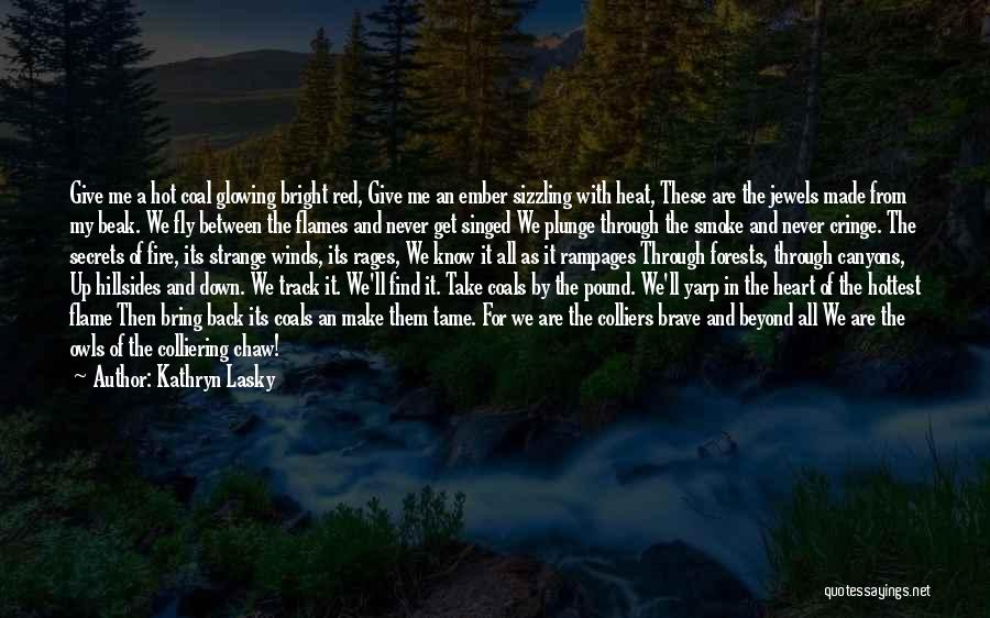 Kathryn Lasky Quotes: Give Me A Hot Coal Glowing Bright Red, Give Me An Ember Sizzling With Heat, These Are The Jewels Made