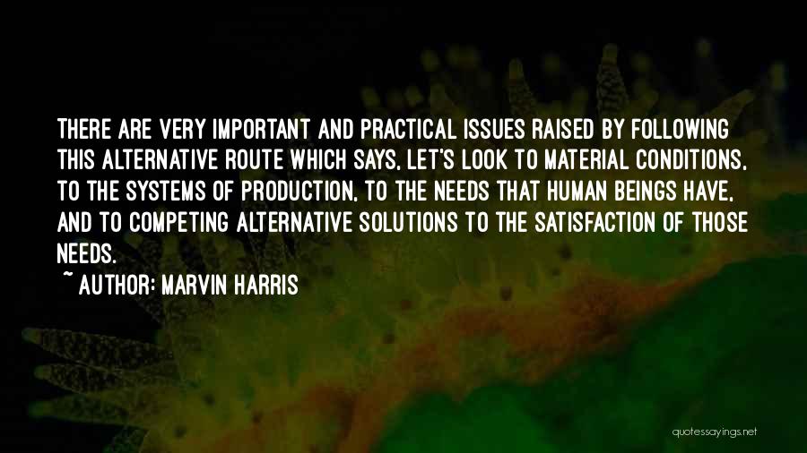 Marvin Harris Quotes: There Are Very Important And Practical Issues Raised By Following This Alternative Route Which Says, Let's Look To Material Conditions,