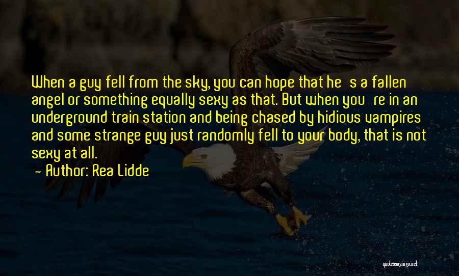 Rea Lidde Quotes: When A Guy Fell From The Sky, You Can Hope That He's A Fallen Angel Or Something Equally Sexy As